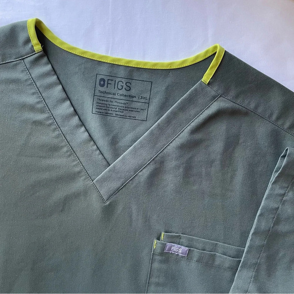 Figs Other - Men’s Figs Leon Three-Pocket Scrub Top Healthcare Nursing Size 3XL Green